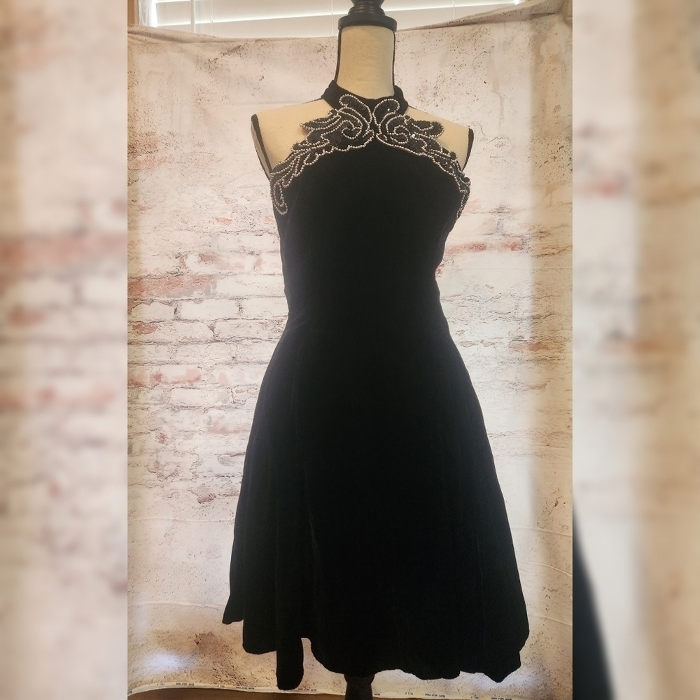 Betsy & Adam Velvet Halter Dress Size 9-10
